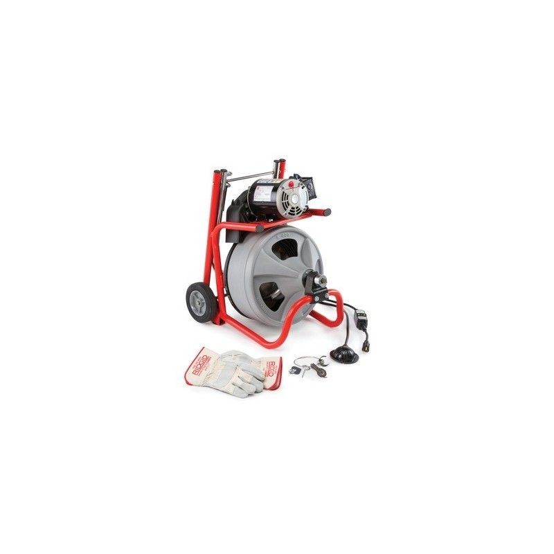 Máquina K-400 con guantes de limpieza de desagües RIDGID AUTOFEED